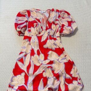 Topshop Red and Cream Floral Mini Dress